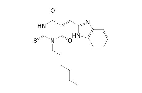 (5Z)-5-(1H-benzimidazol-2-ylmethylene)-1-hexyl-2-thioxo-hexahydropyrimidine-4,6-dione