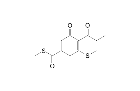 3-Cyclohexene-1-carbothioic acid, 3-(methylthio)-5-oxo-4-(1-oxopropyl)-, S-methyl ester