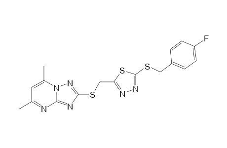 2-((5,7-Dimethyl-[1,2,4]triazolo[1,5-a]pyrimidin-2-ylthio)methyl)-5-(4-fluorobenzylthio)-1,3,4-thiadiazole