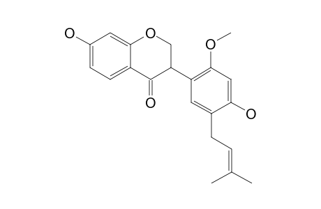 SIGMOIDIN-I;7,4'-DIHYDROXY-2'-METHOXY-5'-(3-METHYLBUT-2-ENYL)-ISOFLAVANONE