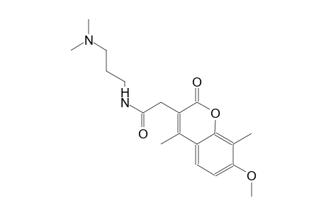 2H-1-benzopyran-3-acetamide, N-[3-(dimethylamino)propyl]-7-methoxy-4,8-dimethyl-2-oxo-