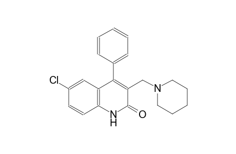 6-chloro-4-phenyl-3-(1-piperidinylmethyl)-2(1H)-quinolinone