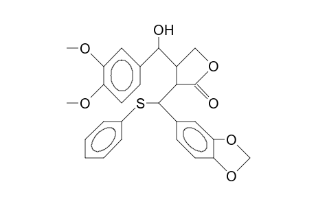 3-(A-Hydroxy-3'',4''-dimethoxy-benzyl)-2-(3,4-methylenedioxy-A-phenylthio-benzyl).gamma.-butyrolactone