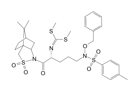 (2R)-N-{(2S)-5-[N-(Benzyloxy)-N-tosylamino]-2-{bis(methylthio)methylidene]amino}pentanoyl}-bornane-10,2-sultam