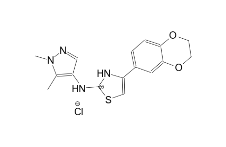 (E)-N-(4-(2,3-dihydrobenzo[b][1,4]dioxin-6-yl)thiazol-2(3H)-ylidene)-1,5-dimethyl-1H-pyrazol-4-aminium chloride