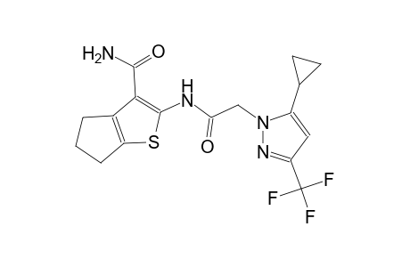 2-({[5-cyclopropyl-3-(trifluoromethyl)-1H-pyrazol-1-yl]acetyl}amino)-5,6-dihydro-4H-cyclopenta[b]thiophene-3-carboxamide