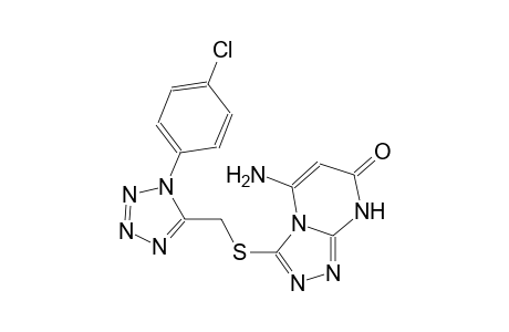 [1,2,4]triazolo[4,3-a]pyrimidin-7(8H)-one, 5-amino-3-[[[1-(4-chlorophenyl)-1H-tetrazol-5-yl]methyl]thio]-