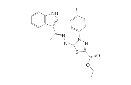 Ethyl 5-((1-(1H-indol-3-yl)ethylidene)hydrazono)-4-(p-tolyl)-4,5-dihydro-1,3,4-thiadiazole-2-carboxylate