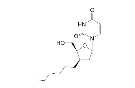 1-(3'-Hexyl-2',3'-dideoxy-.beta.-D-threo-pentofuranosyl)uracil