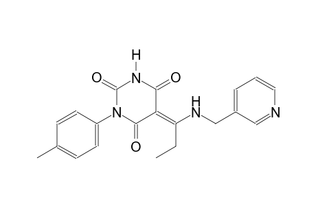 (5E)-1-(4-methylphenyl)-5-{1-[(3-pyridinylmethyl)amino]propylidene}-2,4,6(1H,3H,5H)-pyrimidinetrione
