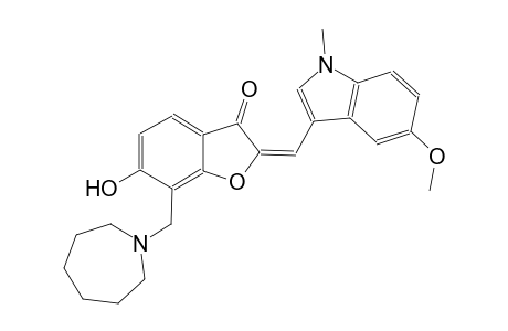 3(2H)-benzofuranone, 7-[(hexahydro-1H-azepin-1-yl)methyl]-6-hydroxy-2-[(5-methoxy-1-methyl-1H-indol-3-yl)methylene]-, (2E)-