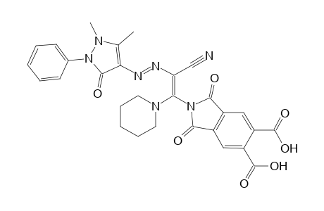 (E)-2-(2-Cyano-2-(2-(1,5-dimethyl-3-oxo-2-phenyl-2,3-dihydro-1H-pyrazol-4-yl)hydrazono)-1-(piperidin-1-yl)ethenel)-1,3-dioxoisoindoline-5,6-dicarboxylic acid
