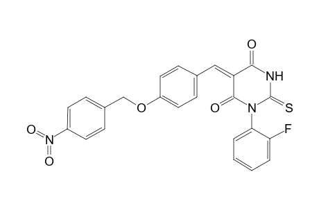 (5Z)-1-(2-fluorophenyl)-5-[4-(4-nitrobenzyl)oxybenzylidene]-2-thioxo-hexahydropyrimidine-4,6-quinone