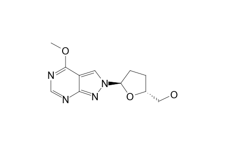 2-(2,3-DIDEOXY-ALPHA-D-GLYCERO-PENTOFURANOSYL)-4-METHOXY-2H-PYRAZOLO-[3,4-D]-PYRIMIDINE