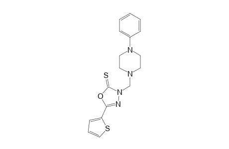 3-(4-PHENYL-PIPERAZINYLMETHYL)-5-(2-THIENYL)-1,3,4-OXADIAZOLINE-2-THIONE