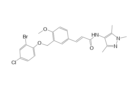 (2E)-3-{3-[(2-bromo-4-chlorophenoxy)methyl]-4-methoxyphenyl}-N-(1,3,5-trimethyl-1H-pyrazol-4-yl)-2-propenamide