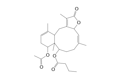 9-Acetoxy-2,3a,6,7,8,8a,9,10,12a,13-decahydro-1,5,8a,12-tetramethyl-2-oxobenzo[4,5]cyclodeca[1,2-b]furan-8-yl butanoate