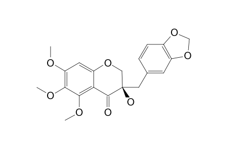 URGINEANIN_D;(3-R)-3-HYDROXY-3-(3',4'-METHYLENEDIOXY)-5,6,7-TRIMETHOXYCHROMAN-4-ONE