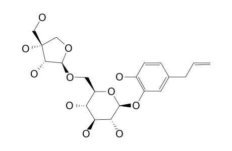 MANGLIESIDE-B;3,4-DIHYDROXY-ALLYL-BENZENE-3-O-BETA-D-APIOFURANOSYL-(1->6)-BETA-D-GLUCOPYRANOSIDE