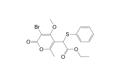 2H-Pyran-5-acetic acid, 3-bromo-4-methoxy-6-methyl-2-oxo-.alpha.-(phenylthio)-, ethyl ester