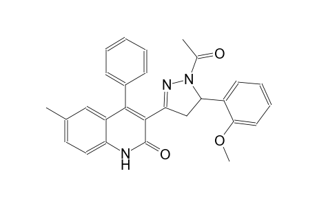 2(1H)-quinolinone, 3-[1-acetyl-4,5-dihydro-5-(2-methoxyphenyl)-1H-pyrazol-3-yl]-6-methyl-4-phenyl-