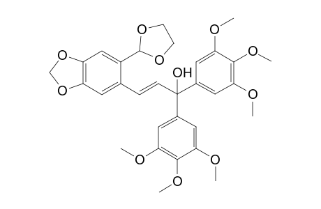 3-(6-[1,3]Dioxolan-2-yl-benzo[1,3]dioxol-5-yl)-1,1-bis-(3,4,5-trimethoxy-phenyl)-prop-2-en-1-ol
