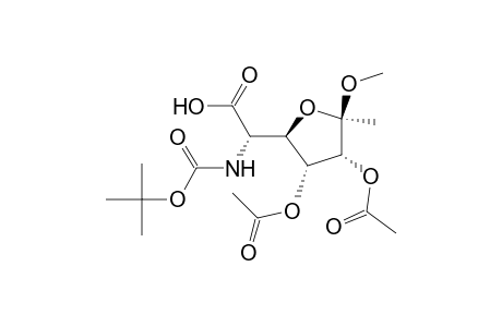 .beta.-D-Allofuranosiduronic acid, methyl 5-deoxy-5-[[(1,1-dimethylethoxy)carbonyl]amino]-, methyl ester, 2,3-diacetate