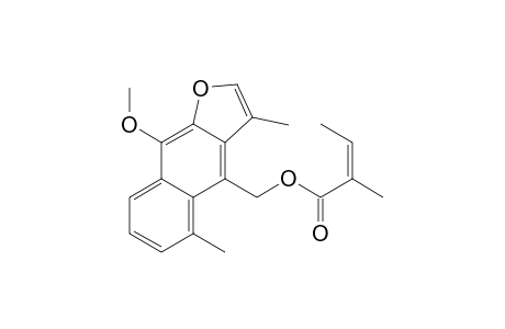 2-Butenoic acid, 2-methyl-, (9-methoxy-3,5-dimethylnaphtho[2,3-b]furan-4-yl)methyl ester, (Z)-