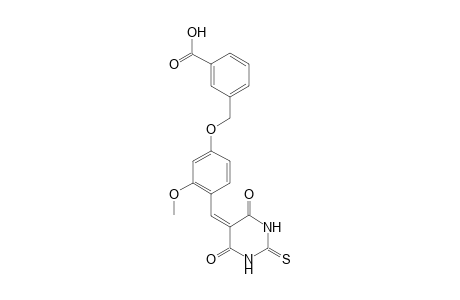Benzoic acid, 3-[[3-methoxy-4-[[tetrahydro-4,6-dioxo-2-thioxo-5(2H)-pyrimidinyliden]methyl]phenoxy]methyl]-