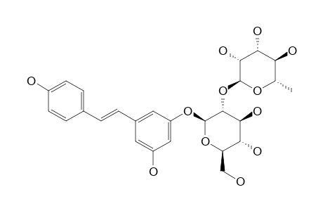 LYSIDISIDE_N;(E)-5,4'-DIHYDROXYSTILBENE_3-O-ALPHA-L-RHAMNOPYRANOSYL-(1->2)-BETA-D-GLUCOPYRANOSIDE
