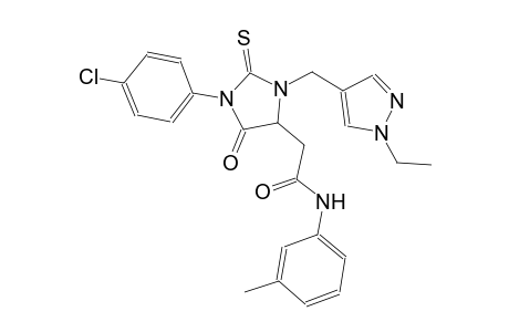 2-{1-(4-chlorophenyl)-3-[(1-ethyl-1H-pyrazol-4-yl)methyl]-5-oxo-2-thioxo-4-imidazolidinyl}-N-(3-methylphenyl)acetamide
