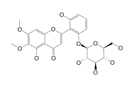 5,2',6'-TRIHYDROXY-6,7-DIMETHOXY-FLAVONE-2'-O-BETA-D-GLUCOPYRANOSIDE