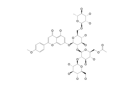 ACACETIN-7-O-BETA-D-GLUCOPYRANOSYL-(1->2)-6-O-ACETYL-BETA-D-GLUCOPYRANOSYL-(1->2)-[ALPHA-L-RHAMNOPYRANOSYL-(1->6)]--BETA
