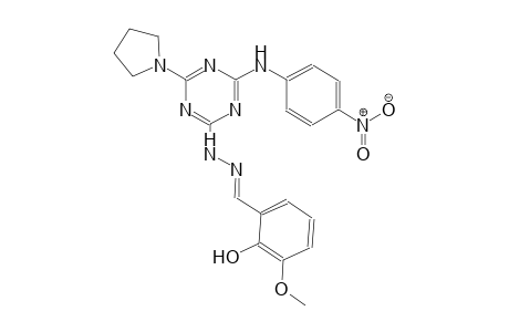 benzaldehyde, 2-hydroxy-3-methoxy-, [4-[(4-nitrophenyl)amino]-6-(1-pyrrolidinyl)-1,3,5-triazin-2-yl]hydrazone
