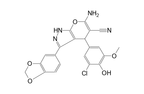 pyrano[2,3-c]pyrazole-5-carbonitrile, 6-amino-3-(1,3-benzodioxol-5-yl)-4-(3-chloro-4-hydroxy-5-methoxyphenyl)-1,4-dihydro-