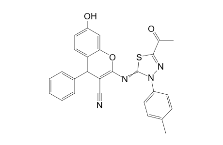 2-((5-Acetyl-3-(p-tolyl)-1,3,4-thiadiazol-2(3H)-ylidene)amino)-7-hydroxy-4-phenyl-4H-chromene-3-carbonitrile