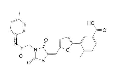 3-[5-((E)-{2,4-dioxo-3-[2-oxo-2-(4-toluidino)ethyl]-1,3-thiazolidin-5-ylidene}methyl)-2-furyl]-4-methylbenzoic acid