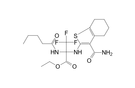 2-[(3-carbamoyl-4,5,6,7-tetrahydro-1-benzothiophen-2-yl)amino]-3,3,3-trifluoro-2-(1-oxopentylamino)propanoic acid ethyl ester