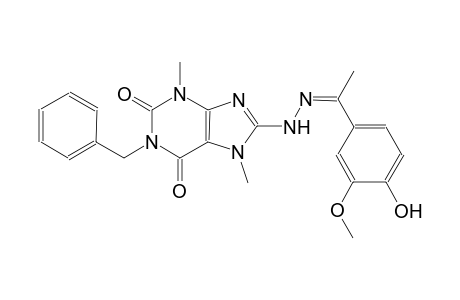 1-benzyl-8-{(2Z)-2-[1-(4-hydroxy-3-methoxyphenyl)ethylidene]hydrazino}-3,7-dimethyl-3,7-dihydro-1H-purine-2,6-dione