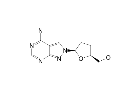 4-AMINO-2-(2,3-DIDEOXY-BETA-D-GLYCERO-PENTOFURANOSYL)-2H-PYRAZOLO-[3,4-D]-PYRIMIDINE