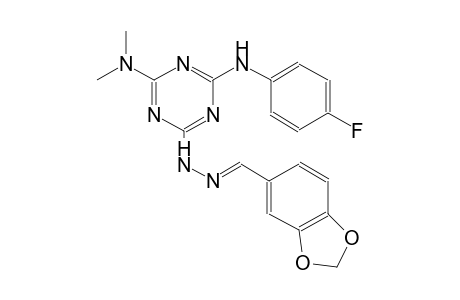 1,3-benzodioxole-5-carbaldehyde [4-(dimethylamino)-6-(4-fluoroanilino)-1,3,5-triazin-2-yl]hydrazone