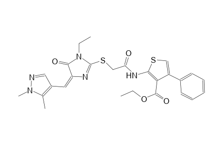 ethyl 2-{[({(4E)-4-[(1,5-dimethyl-1H-pyrazol-4-yl)methylene]-1-ethyl-5-oxo-4,5-dihydro-1H-imidazol-2-yl}sulfanyl)acetyl]amino}-4-phenyl-3-thiophenecarboxylate