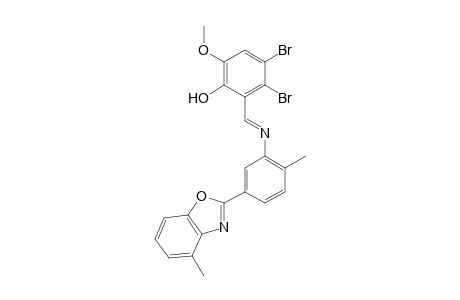 3,4-Dibromo-6-methoxy-2-({[2-methyl-5-(4-methyl-1,3-benzoxazol-2-yl)phenyl]imino}methyl)phenol
