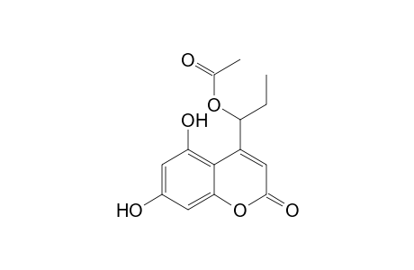 2H-1-Benzopyran-2-one, 4-[1-(acetyloxy)propyl]-5,7-dihydroxy-