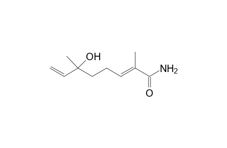 (2E)-2,6-dimethyl-6-oxidanyl-octa-2,7-dienamide
