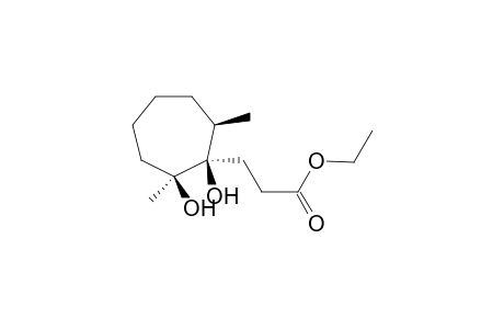 Cycloheptanepropanoic acid, 1,2-dihydroxy-2,7-dimethyl-, ethyl ester, (1.alpha.,2.alpha.,7.beta.)-(.+-.)-