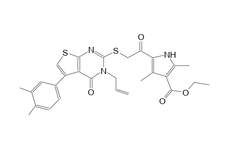 1H-pyrrole-3-carboxylic acid, 5-[[[5-(3,4-dimethylphenyl)-3,4-dihydro-4-oxo-3-(2-propenyl)thieno[2,3-d]pyrimidin-2-yl]thio]acetyl]-2,4-dimethyl-, ethyl ester