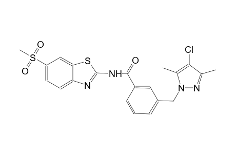 3-[(4-chloro-3,5-dimethyl-1H-pyrazol-1-yl)methyl]-N-[6-(methylsulfonyl)-1,3-benzothiazol-2-yl]benzamide