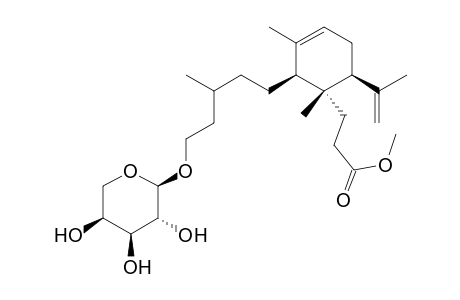 3-Cyclohexene-1-propanoic acid, 2-[5-(.alpha.-L-arabinopyranosyloxy)-3-methylpentyl]-1,3-dimethyl-6-(1-methylethenyl)-, methyl ester, [1S-[1.alpha.,2.beta.(R*),6.beta.]]-