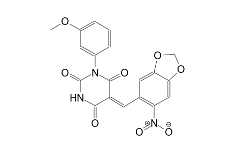 (5Z)-1-(3-methoxyphenyl)-5-[(6-nitro-1,3-benzodioxol-5-yl)methylene]-2,4,6(1H,3H,5H)-pyrimidinetrione